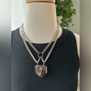 Smoky Quartz Crystal Necklace • Silver Chain Necklace